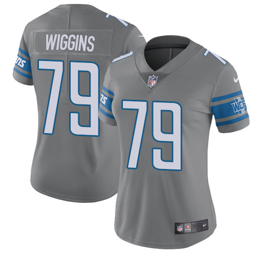 Nike Lions #79 Kenny Wiggins Gray Women's Stitched NFL Limited Rush Jersey