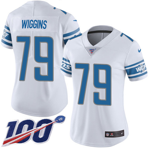 Nike Lions #79 Kenny Wiggins White Women's Stitched NFL 100th Season Vapor Untouchable Limited Jersey