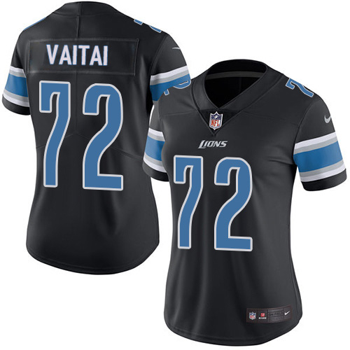 Nike Lions #72 Halapoulivaati Vaitai Black Women's Stitched NFL Limited Rush Jersey