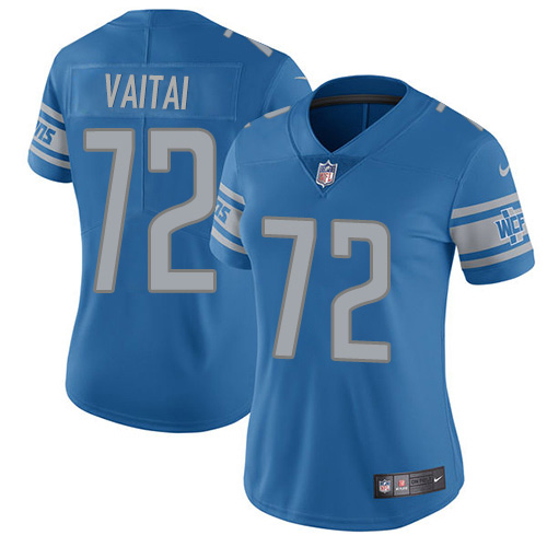 Nike Lions #72 Halapoulivaati Vaitai Blue Team Color Women's Stitched NFL Vapor Untouchable Limited Jersey