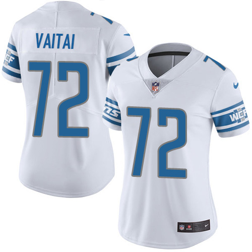 Nike Lions #72 Halapoulivaati Vaitai White Women's Stitched NFL Vapor Untouchable Limited Jersey