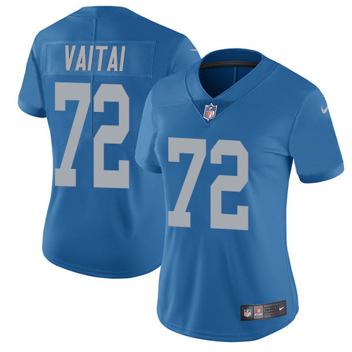 Nike Lions #72 Halapoulivaati Vaitai Blue Throwback Women's Stitched NFL Vapor Untouchable Limited Jersey