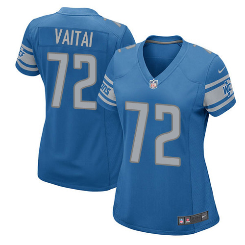 Nike Lions #72 Halapoulivaati Vaitai Light Blue Team Color Women's Stitched NFL Elite Jersey