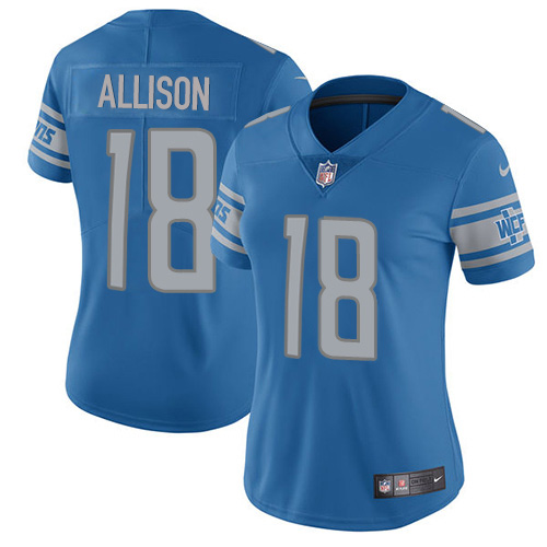 Nike Lions #18 Geronimo Allison Blue Team Color Women's Stitched NFL Vapor Untouchable Limited Jersey Nike Lions #18 Geronimo Allison Blue Team Color Women's Stitched NFL Vapor Untouchable Limited Jersey