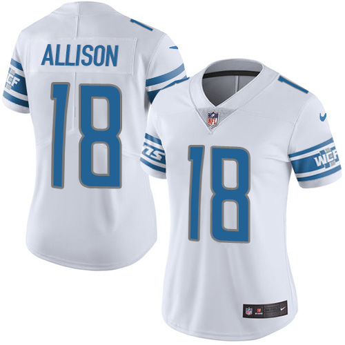 Nike Lions #18 Geronimo Allison White Women's Stitched NFL Vapor Untouchable Limited Jersey