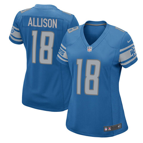Nike Lions #18 Geronimo Allison Light Blue Team Color Women's Stitched NFL Elite Jersey
