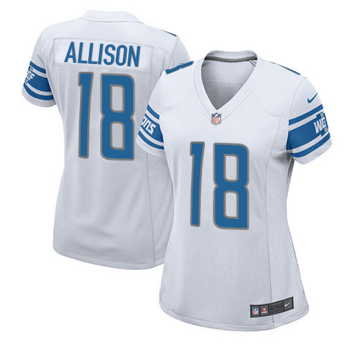 Nike Lions #18 Geronimo Allison White Women's Stitched NFL Elite Jersey