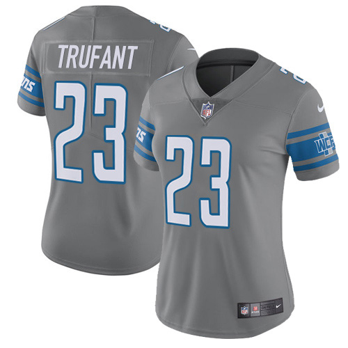 Nike Lions #23 Desmond Trufant Gray Women's Stitched NFL Limited Rush Jersey