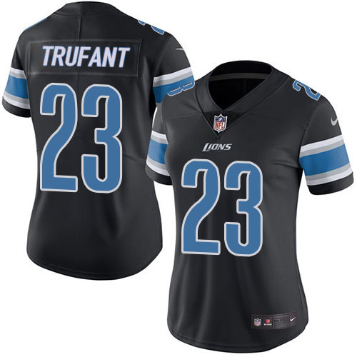 Nike Lions #23 Desmond Trufant Black Women's Stitched NFL Limited Rush Jersey