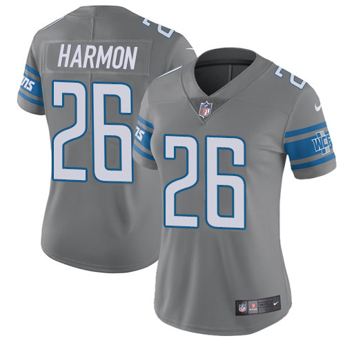 Nike Lions #26 Duron Harmon Gray Women's Stitched NFL Limited Rush Jersey