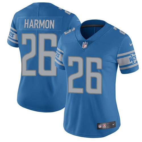 Nike Lions #26 Duron Harmon Blue Team Color Women's Stitched NFL Vapor Untouchable Limited Jersey