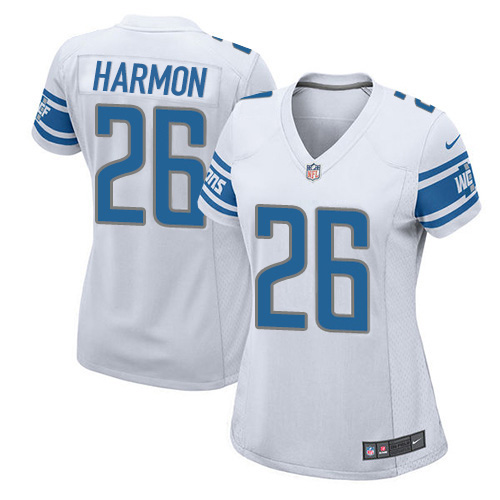 Nike Lions #26 Duron Harmon White Women's Stitched NFL Elite Jersey