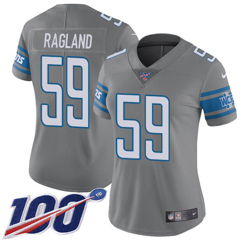 Nike Lions #59 Reggie Ragland Gray Women's Stitched NFL Limited Rush 100th Season Jersey
