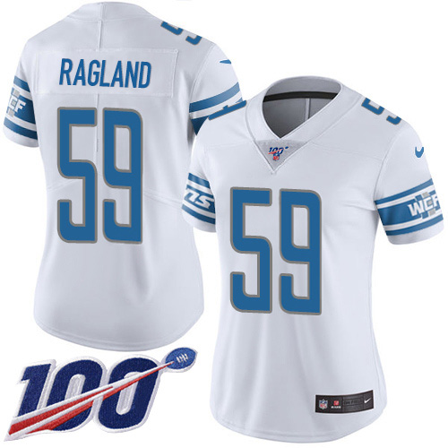Nike Lions #59 Reggie Ragland White Women's Stitched NFL 100th Season Vapor Untouchable Limited Jersey