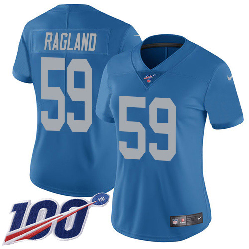 Nike Lions #59 Reggie Ragland Blue Throwback Women's Stitched NFL 100th Season Vapor Untouchable Limited Jersey Nike Lions #59 Reggie Ragland Blue Throwback Women's Stitched NFL 100th Season Vapor Untouchable Limited Jersey