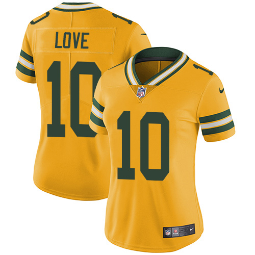 Nike Packers #10 Jordan Love Yellow Women's Stitched NFL Limited Rush Jersey