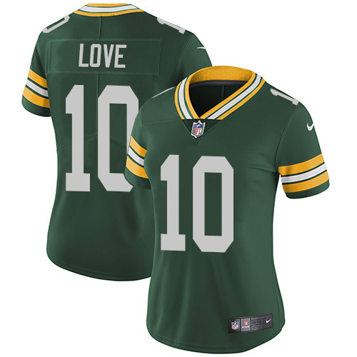 Nike Packers #10 Jordan Love Green Team Color Women's Stitched NFL Vapor Untouchable Limited Jersey