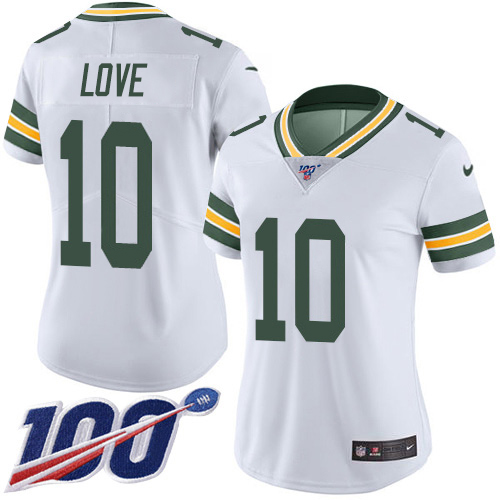 Nike Packers #10 Jordan Love White Women's Stitched NFL 100th Season Vapor Untouchable Limited Jersey Nike Packers #10 Jordan Love White Women's Stitched NFL 100th Season Vapor Untouchable Limited Jersey