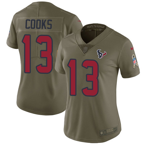 Nike Texans #13 Brandin Cooks Olive Women's Stitched NFL Limited 2017 Salute To Service Jersey