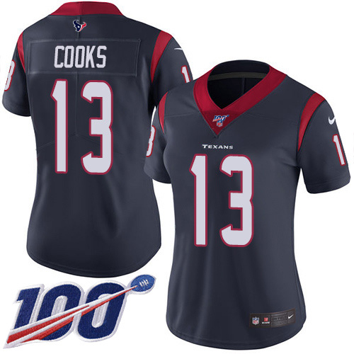 Nike Texans #13 Brandin Cooks Navy Blue Team Color Women's Stitched NFL 100th Season Vapor Untouchable Limited Jersey