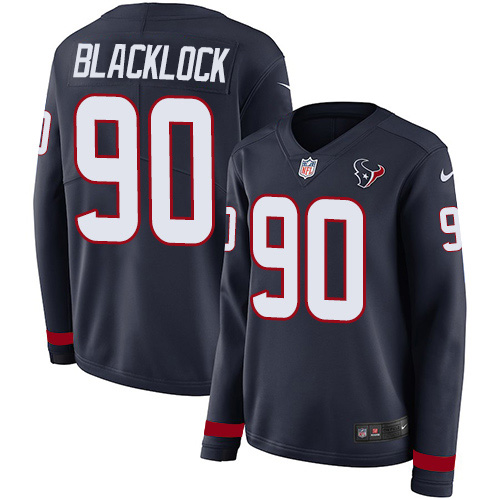 Nike Texans #90 Ross Blacklock Navy Blue Team Color Women's Stitched NFL Limited Therma Long Sleeve Jersey
