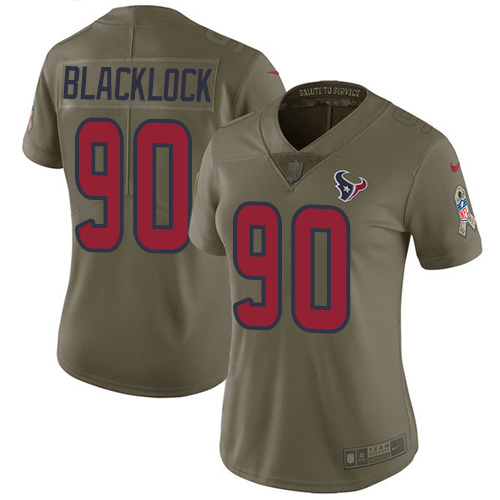 Nike Texans #90 Ross Blacklock Olive Women's Stitched NFL Limited 2017 Salute To Service Jersey