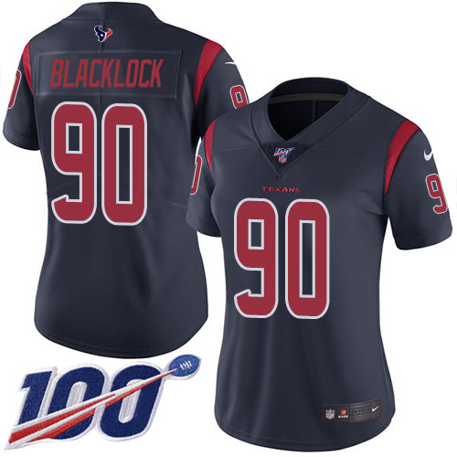 Nike Texans #90 Ross Blacklock Navy Blue Women's Stitched NFL Limited Rush 100th Season Jersey
