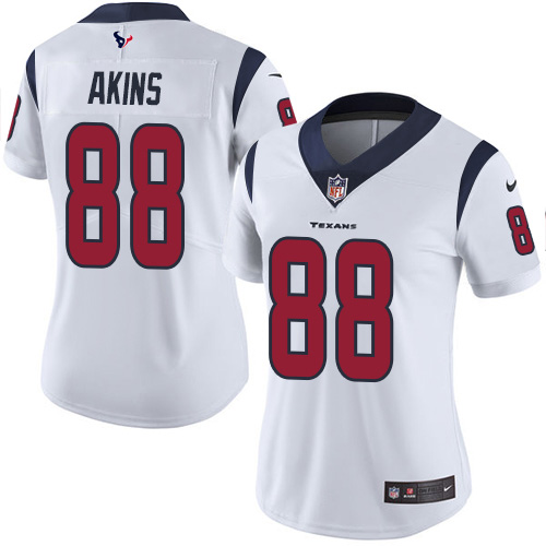 Nike Texans #88 Jordan Akins White Women's Stitched NFL Vapor Untouchable Limited Jersey