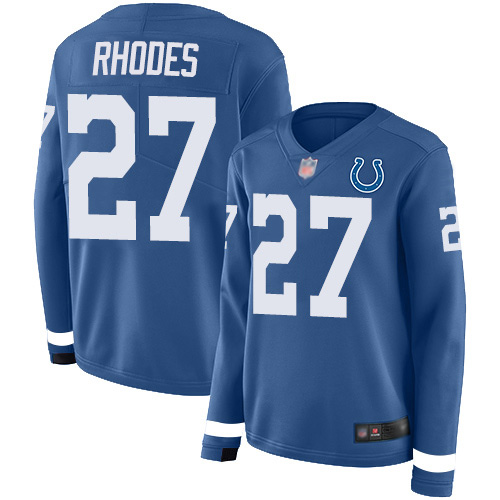 Nike Colts #27 Xavier Rhodes Royal Blue Team Color Women's Stitched NFL Limited Therma Long Sleeve Jersey