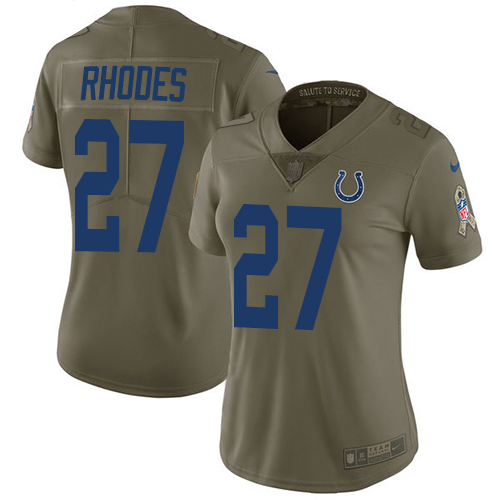 Nike Colts #27 Xavier Rhodes Olive Women's Stitched NFL Limited 2017 Salute To Service Jersey
