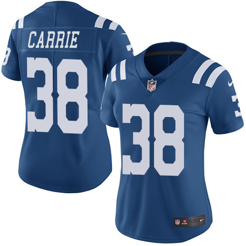 Nike Colts #38 T.J. Carrie Royal Blue Women's Stitched NFL Limited Rush Jersey Nike Colts #38 T.J. Carrie Royal Blue Women's Stitched NFL Limited Rush Jersey