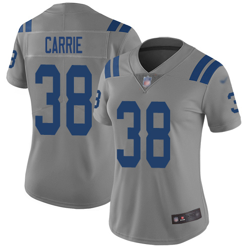 Nike Colts #38 T.J. Carrie Gray Women's Stitched NFL Limited Inverted Legend Jersey
