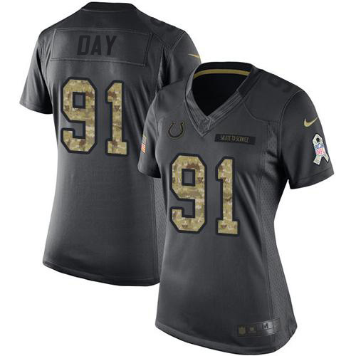 Nike Colts #91 Sheldon Day Black Women's Stitched NFL Limited 2016 Salute to Service Jersey
