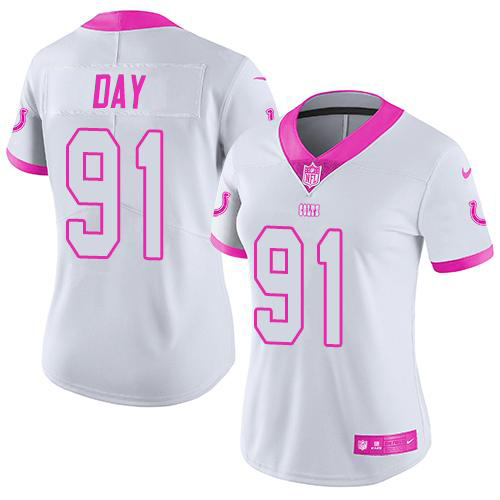 Nike Colts #91 Sheldon Day White/Pink Women's Stitched NFL Limited Rush Fashion Jersey Nike Colts #91 Sheldon Day White/Pink Women's Stitched NFL Limited Rush Fashion Jersey