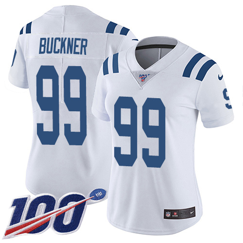 Nike Colts #99 DeForest Buckner White Women's Stitched NFL 100th Season Vapor Untouchable Limited Jersey