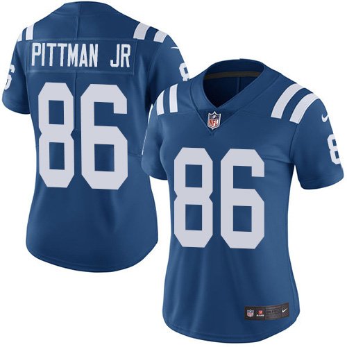 Nike Colts #86 Michael Pittman Jr. Royal Blue Team Color Women's Stitched NFL Vapor Untouchable Limited Jersey