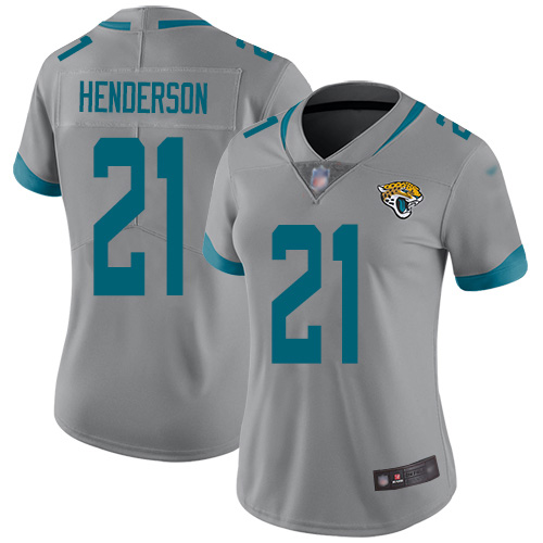 Nike Jaguars #21 C.J. Henderson Silver Women's Stitched NFL Limited Inverted Legend Jersey