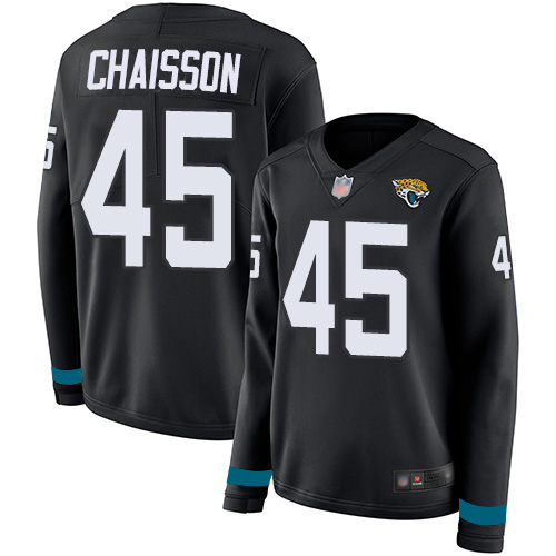 Nike Jaguars #45 K'Lavon Chaisson Black Team Color Women's Stitched NFL Limited Therma Long Sleeve Jersey