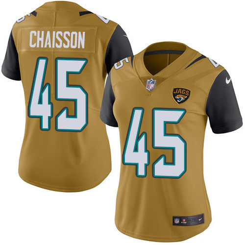 Nike Jaguars #45 K'Lavon Chaisson Gold Women's Stitched NFL Limited Rush Jersey
