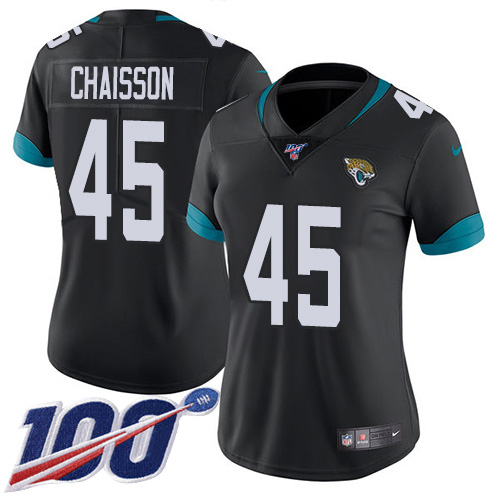 Nike Jaguars #45 K'Lavon Chaisson Black Team Color Women's Stitched NFL 100th Season Vapor Untouchable Limited Jersey