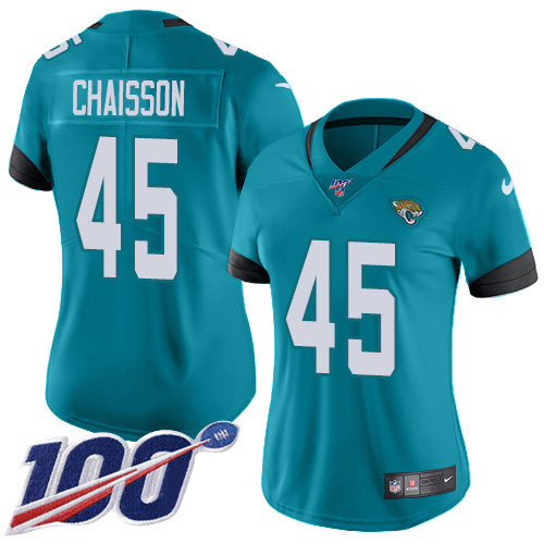 Nike Jaguars #45 K'Lavon Chaisson Teal Green Alternate Women's Stitched NFL 100th Season Vapor Untouchable Limited Jersey
