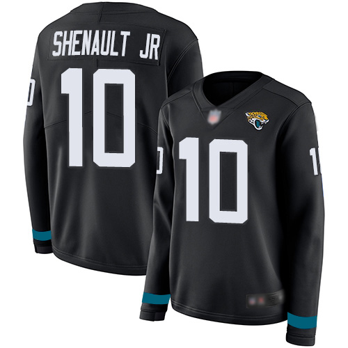 Nike Jaguars #10 Laviska Shenault Jr. Black Team Color Women's Stitched NFL Limited Therma Long Sleeve Jersey