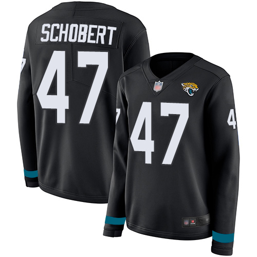 Nike Jaguars #47 Joe Schobert Black Team Color Women's Stitched NFL Limited Therma Long Sleeve Jersey
