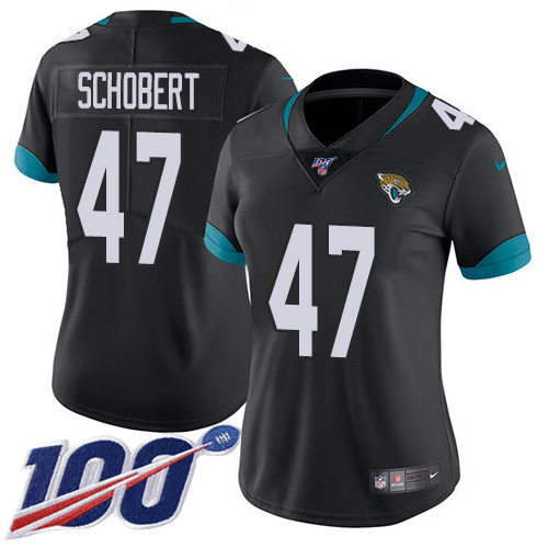 Nike Jaguars #47 Joe Schobert Black Team Color Women's Stitched NFL 100th Season Vapor Untouchable Limited Jersey