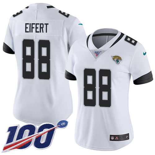 Nike Jaguars #88 Tyler Eifert White Women's Stitched NFL 100th Season Vapor Untouchable Limited Jersey