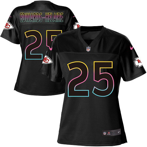 Nike Chiefs #25 Clyde Edwards-Helaire Black Women's NFL Fashion Game Jersey