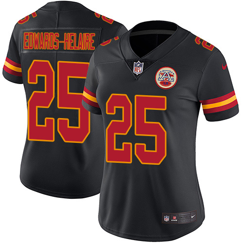 Nike Chiefs #25 Clyde Edwards-Helaire Black Women's Stitched NFL Limited Rush Jersey