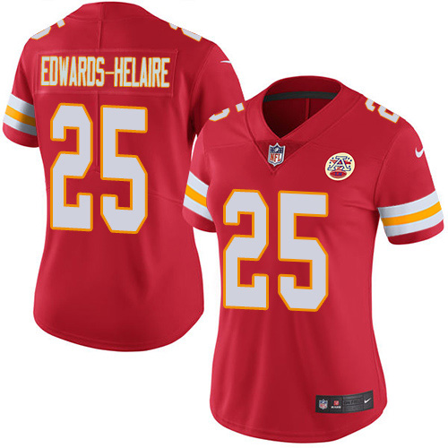 Nike Chiefs #25 Clyde Edwards-Helaire Red Team Color Women's Stitched NFL Vapor Untouchable Limited Jersey