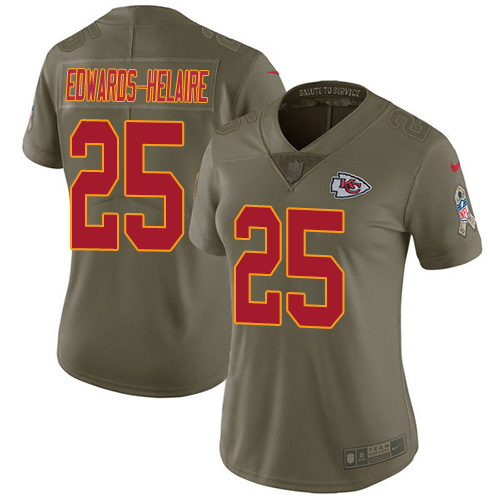 Nike Chiefs #25 Clyde Edwards-Helaire Olive Women's Stitched NFL Limited 2017 Salute To Service Jersey