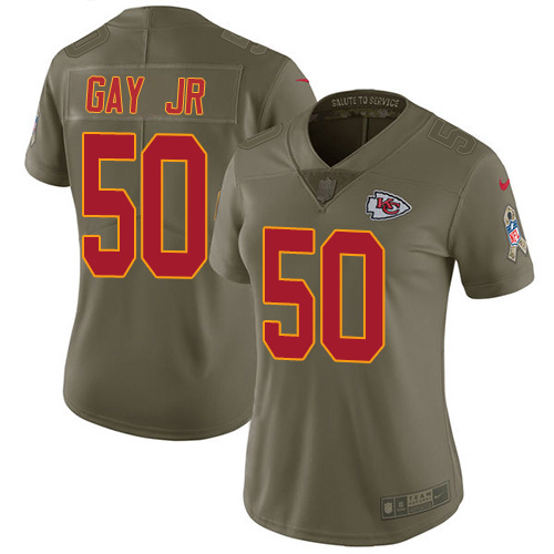 Nike Chiefs #50 Willie Gay Jr. Olive Women's Stitched NFL Limited 2017 Salute To Service Jersey